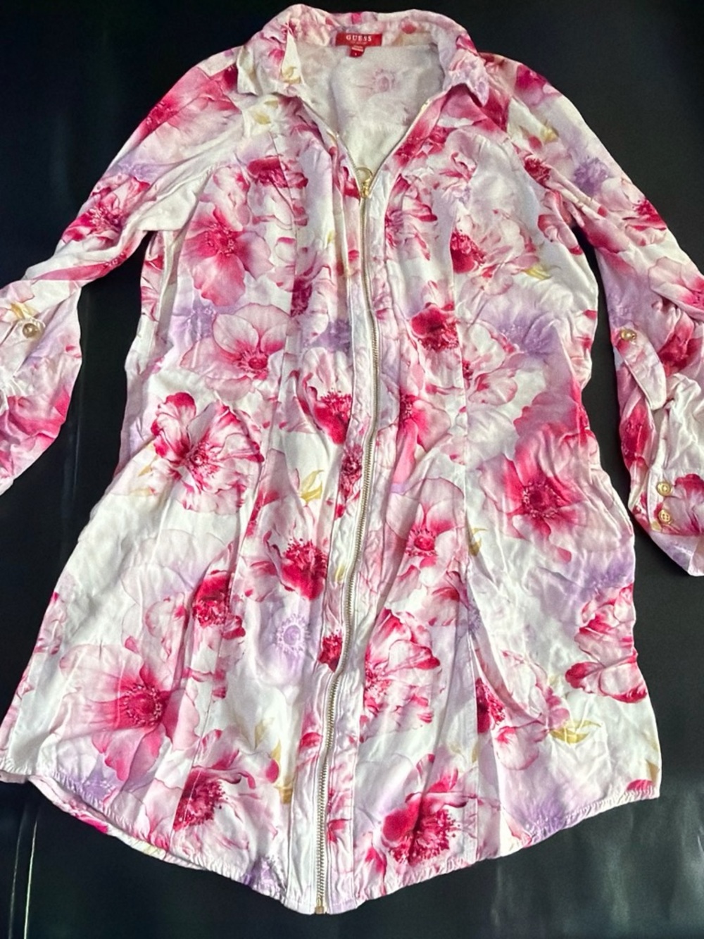 Guess Floral Pink Zip-Front Women's